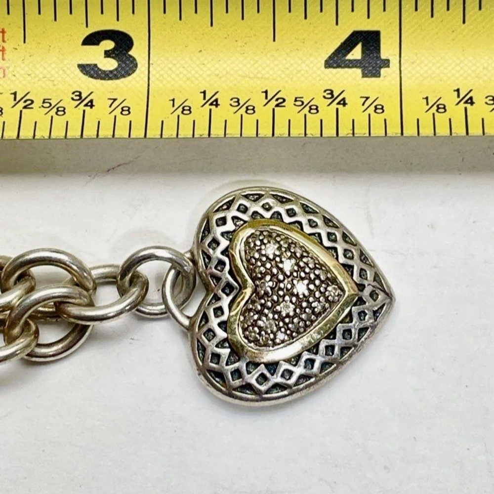 T&C 14K & Sterling Silver Heart Pendant w/Heavy Chain Lot#195 - Picture 4 of 7